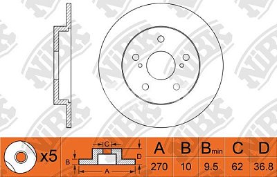 Диск тормозной задний RN1352 NIBK (2шт)