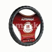 Оплетка нат.кожа черная Autoprofi перфор. ребристая 25шт/уп AP-396 BK (XL)