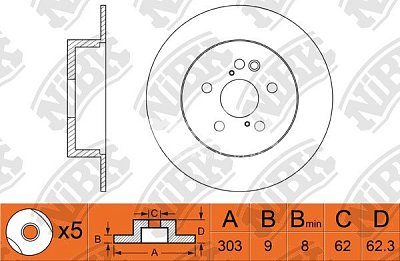 Диск тормозной задний RN1207 NIBK (2шт)