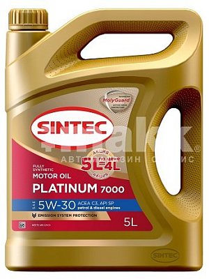 Масло моторное SINTEC PLATINUM 7000 синт 5W30 API SP ACEA C3 5л Акция 5л по цене 4л 