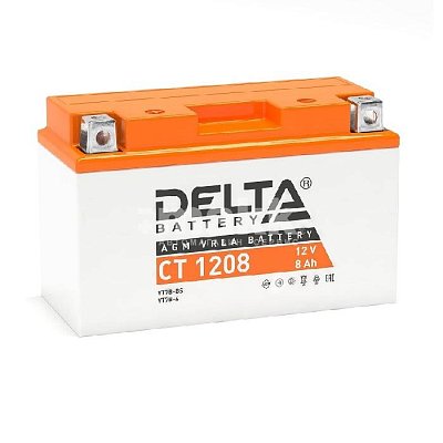 Мото аккумулятор DELTA 12В  8 Ач (YT7B-BS, YT7B-4, YT9B-BS) п/п