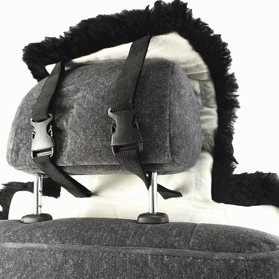 Накидка на сиденье серая темно GS натуральная овчина комбинированная короткий с длинным 1 шт