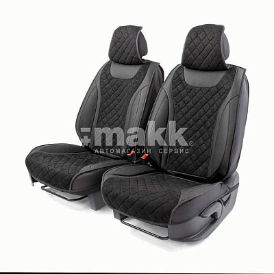 Накидки на сиденье Car Performance передние 2 шт алькантара + экокожа черные CUS-3044 BK/BK