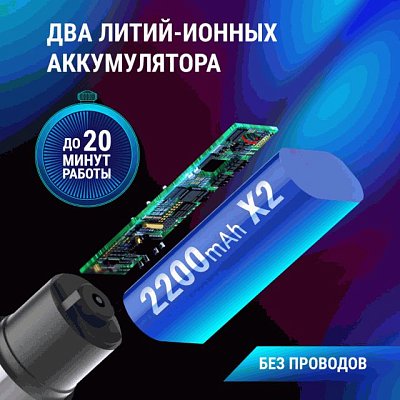 Пылесос беспроводной ROBOVOLT V6 80W 2 насадки,LED фонарь, магн.крышка, з-а micro USB 5V 1,8A, сумка