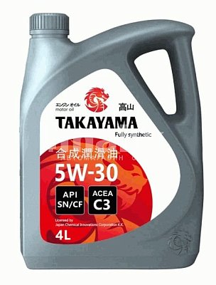 Масло моторное TAKAYAMA  5W30 синт. API SN/CF ACEA C3  4л  пластик 