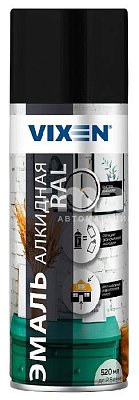 Эмаль алкидная VIXEN универсальная черная, глянцевая аэрозоль 520мл RAL9005