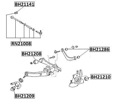 Сайлентблок Toyota Avensis AZT25# заднего нижнего рычага задний BH21208 JIKIU