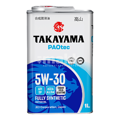 Масло моторное TAKAYAMA PAOtec 5W30 синт ACEA A3/B4, API SP  1л (12шт/уп) 
