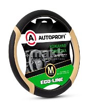 Оплетка экокожа прем.черный/бежевый Autoprofi Eco-Line со вставками 25шт/уп EL-2504 BK/BE (M)
