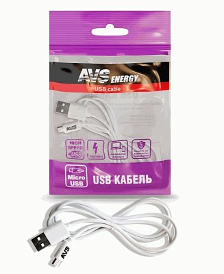 Кабель microUSB 1м белый AVS MR-311