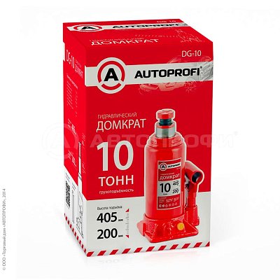 Домкрат 10т подъем 200-405мм гидрав., защита от перегруза, бут. Autoprofi