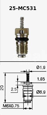 Золотник (ниппель заправочный) нижняя резьба M6*0.75