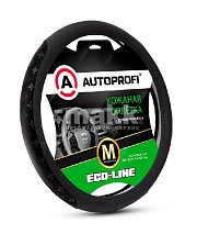 Оплетка экокожа прем.черный Autoprofi Fasion Eco-Line вставки 25шт/уп FS-2505 BK/BK (M)