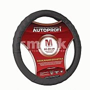 Оплетка нат.кожа черный Autoprofi рельеф под пальцы 25шт/уп AP-300 BK (M)