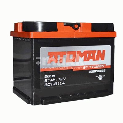Аккумуляторная батарея 61 Ач ATOMAN п/п  24*17,5*19