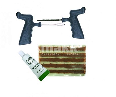 Ремкомплект бескамерных шин AVS (шило,игла аппликатора,жгуты,клей) 40шт/уп RK-110