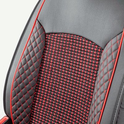 Накидки на сиденье Car Performance передние 2 шт экокожа черн/красные CUS-2102 BK/RD