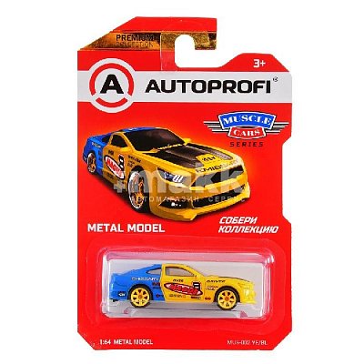 Машинка коллекционная 1:64 MUSCLE CARS Mustang желт./синий MUS-002 YE/BL
