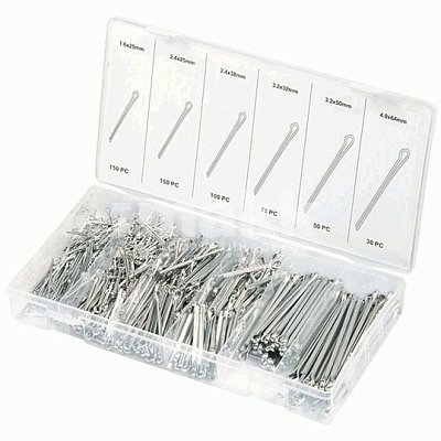 Набор шплинтов, S головки х L: 1,6х25, 2,3х25, 2,3х38, 3,1х32, 3,1х50, 4х63 мм, 555 предм. Сибртех