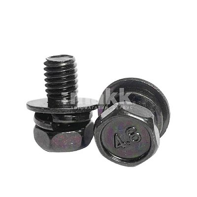 Болт М 6*12 с гровером и шайбой №6 желтый В06А