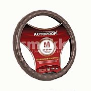 Оплетка нат.кожа коричневая Autoprofi глянец ребрист AP-765 BR (M)