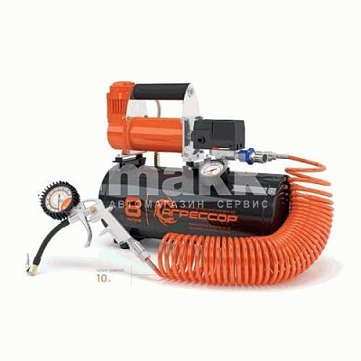 Компрессор  72л/мин 600W 12V ресивер 8л шланг с перех. 10м  Агрессор AGR-8LT
