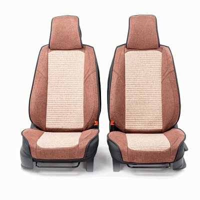 Накидки на сиденье Car Performance передние 2 шт  fiberflax коф/бежевые 10шт/уп CUS-3024 COFFEE/BE