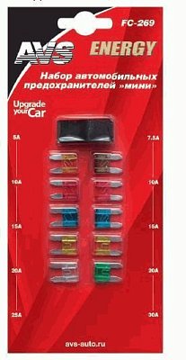 Предохранители минифлажковые набор 5-30А Green Star 10шт