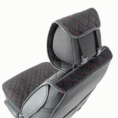 Накидки на сиденье Car Performance передние 2 шт алькантара черн/красные 5шт/уп CUS-2012 BK/RD