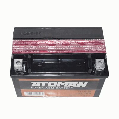 Мото аккумулятор ATOMAN Super AGM 12V 7Aч (YTX7A-BS) сухозаряженный с электролитом в комплекте
