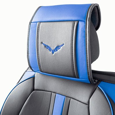 Накидки на сиденье Car Performance передние 2 шт экокожа черн/синие CUS-3012 BK/BL