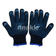 Перчатки х/б ПВХ черные с голубой точкой  75гр. Алтекс р-р 9 (10пар/связка) 