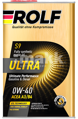 Масло моторное ROLF ULTRA 0W40 синт A3/B4 SN/CF 4л (металл)