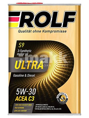 Масло моторное ROLF ULTRA 5W30 синт C3 SN/CF 1л металл