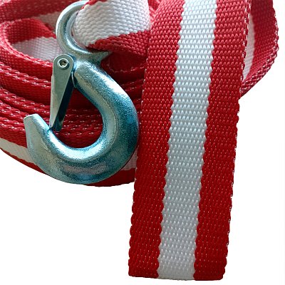 Трос 7т 5м буксировочный ленточный 2 крюка в сумке Green Star