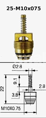 Золотник (ниппель заправочный) верхняя резьба М10*0,75