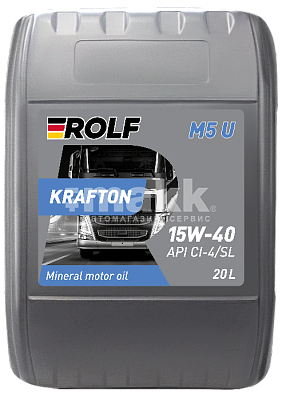 Масло моторное ROLF KRAFTON M5 U 15W40 п/синт. API CI-4/SL 20л пластик