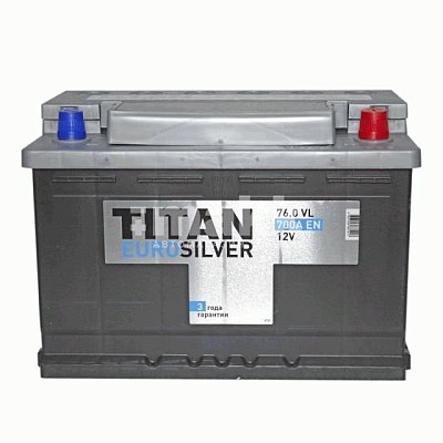 Аккумуляторная батарея 76 Ач Титан Euro Silver о/п  27,6*17,5*19