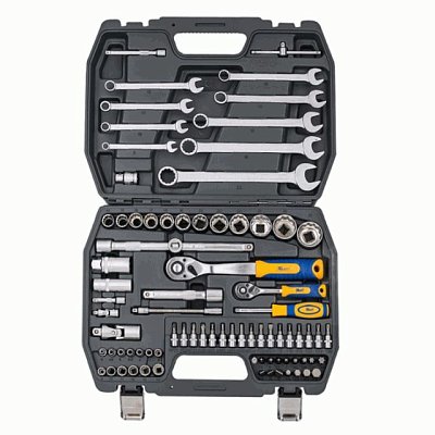 Набор инструмента 1/2"Dr и 1/4"Dr 82 предмета с 12 гран. головками Кraft 700681
