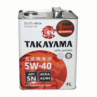 Масло моторное TAKAYAMA Adaptec 5W40 синт. API SN/CF ACEA A3/B4  4л металл