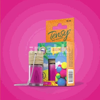Ароматизатор подвесной бутылочка "Tensy" Бабл гам 6мл 15шт/бл TB-09