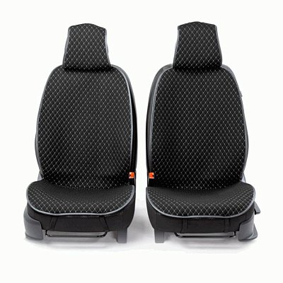 Накидки на сиденье Car Performance передние 2 шт  fiberflax черн/серые 5шт/уп CUS-1052 BK/GY