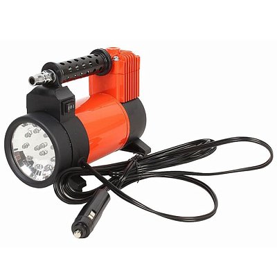 Компрессор  35л/мин 180W 12V 10Атм с насадками Агрессор с фонарем AGR-35L
