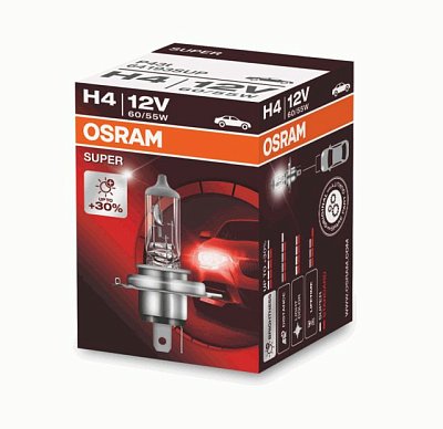 Автолампа H4 12V 60/55W+30% OSRAM 64193SUP P43t