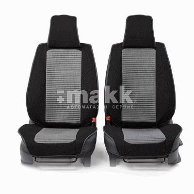 Накидки на сиденье Car Performance передние 2 шт  fiberflax черн/серые 10шт/уп CUS-3024 BK/GY