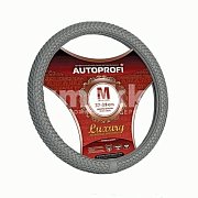 Оплетка нат.кожа серый Autoprofi плетеная AP-800 GY (M)