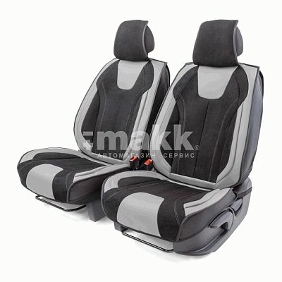 Накидки на сиденье Car Performance передние 2 шт алькантара + экокожа черн/серые  CUS-3034 BK/GY