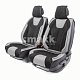Накидки на сиденье Car Performance передние 2 шт алькантара + экокожа черн/серые  CUS-3034 BK/GY