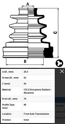 Пыльник ШРУСа Santa FE SH81 2009- /Kia Sorento XM внутр. 2009-2015 CD11022 JIKIU