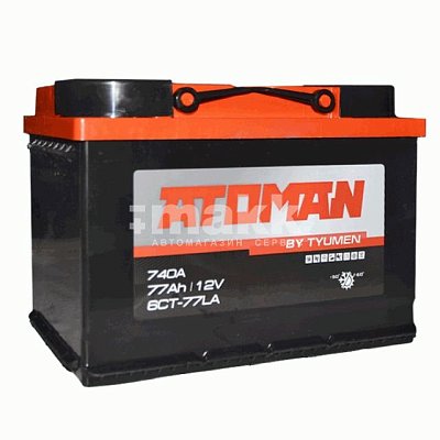 Аккумуляторная батарея 77 Ач ATOMAN п/п  27,5*17,5*19